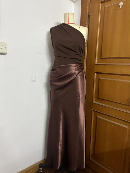 Crossbody Pleated Stitching Satin Skirt