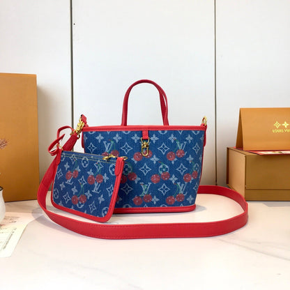 Cherry Neverfull Monogram Handbag & Pouch