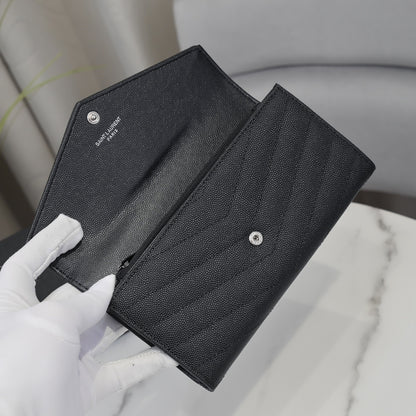 Cassandre Metalasse Large Flap Wallet Black Hardware