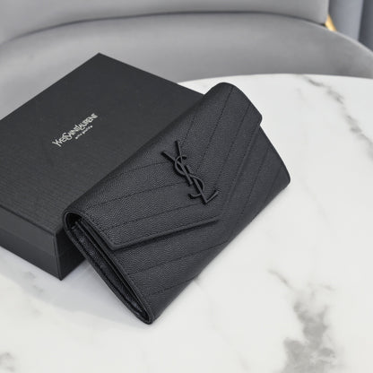 Cassandre Metalasse Large Flap Wallet Black Hardware