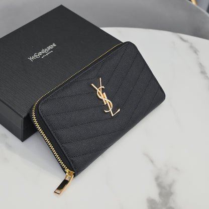 Large Zip-Around Wallet With Gold-Tone Hardware