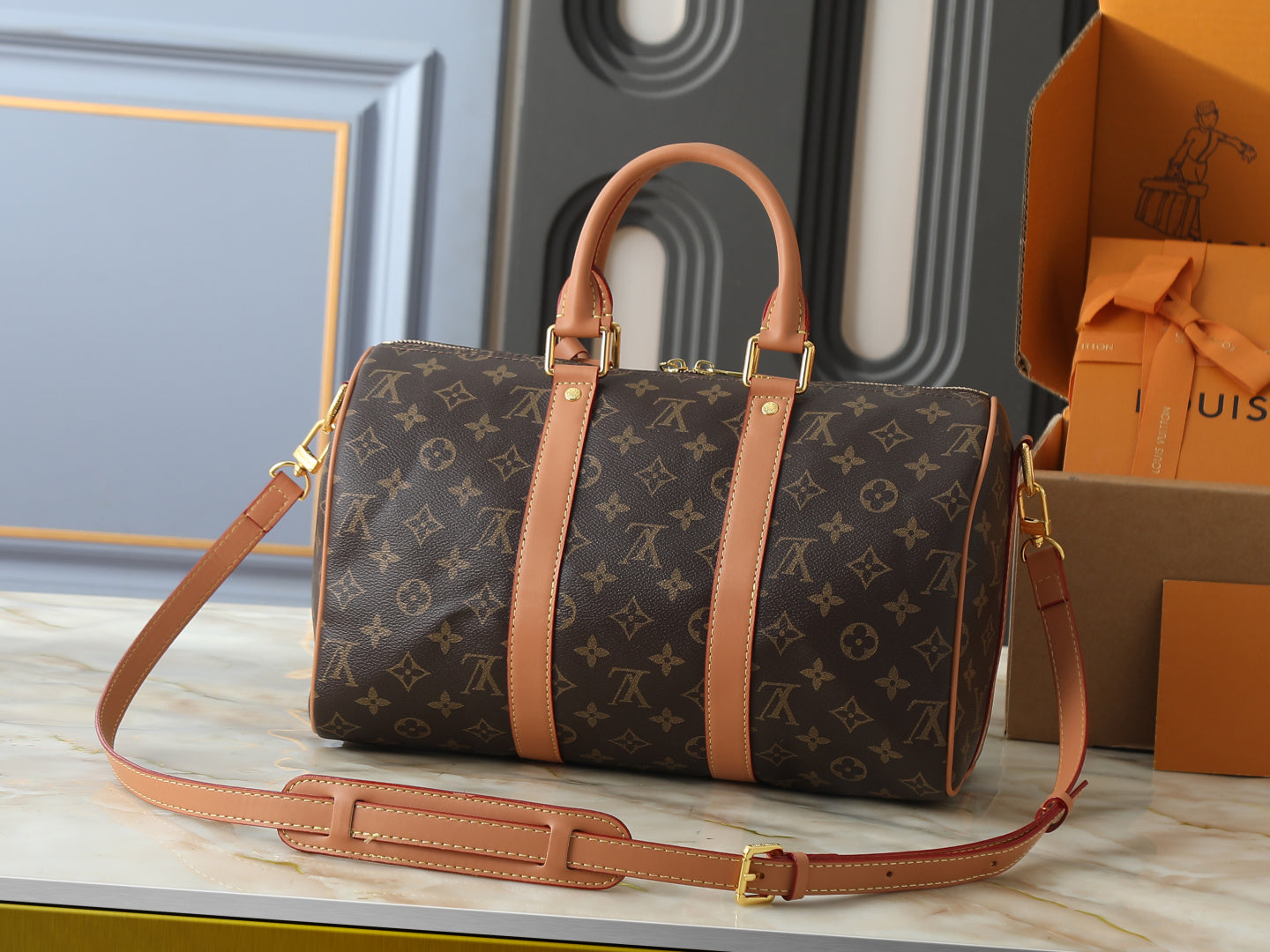 Keepall Bandouliere Monogra Canvas Handbag