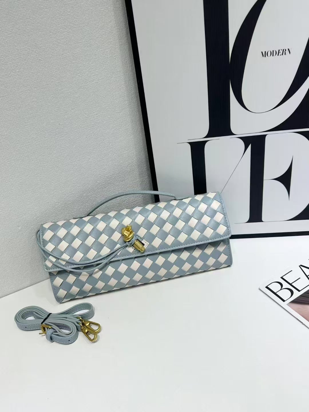 Woven Leather Clutch