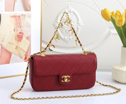 Quilted Leather Flap Bag Gold-Tone Hardware