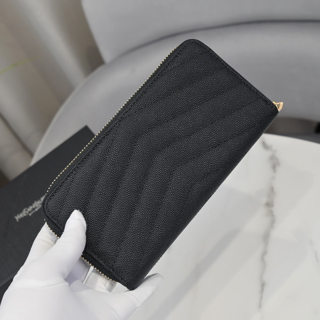 Large Zip-Around Wallet With Gold-Tone Hardware