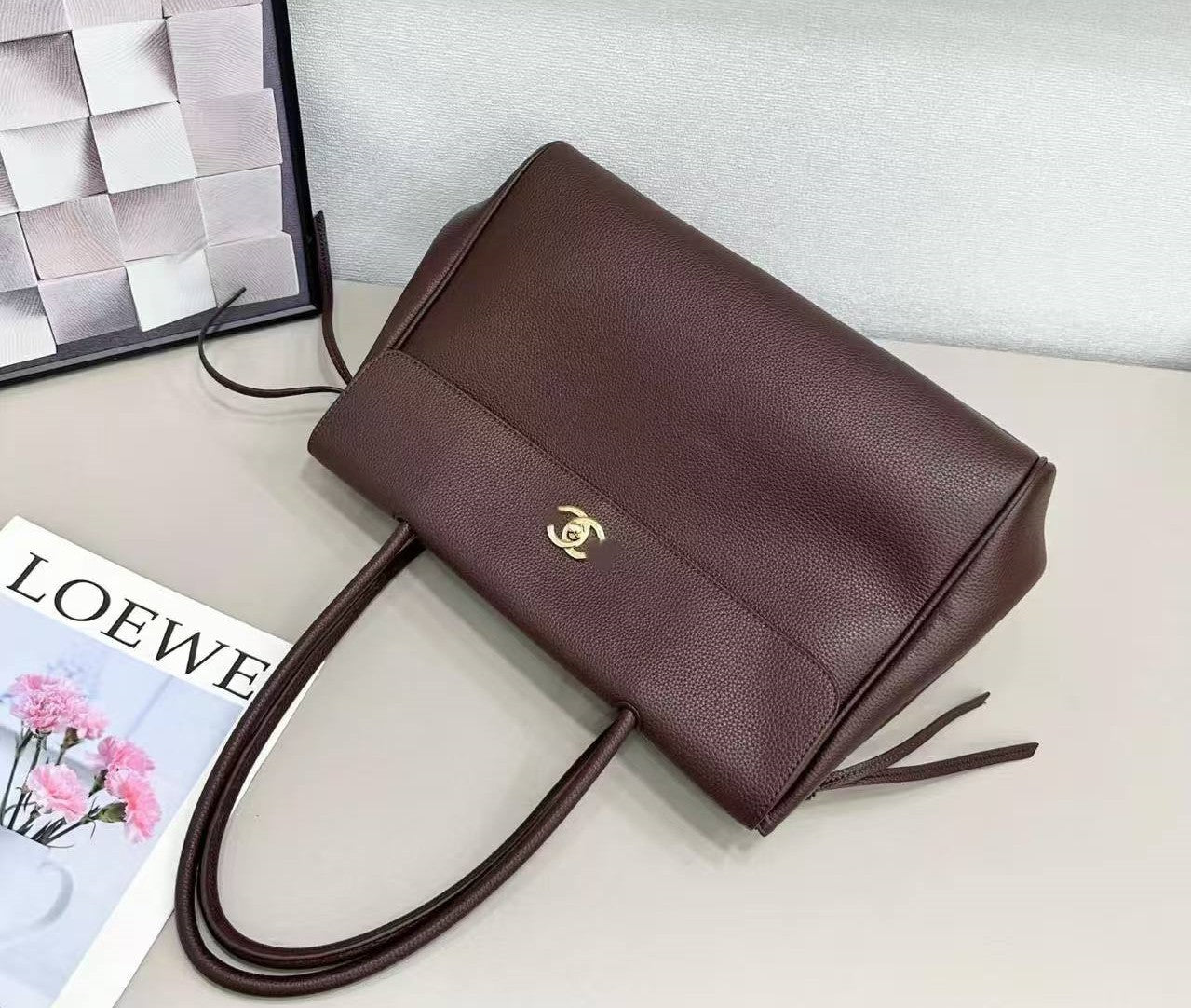 Gold Tone Large Shopping Bag